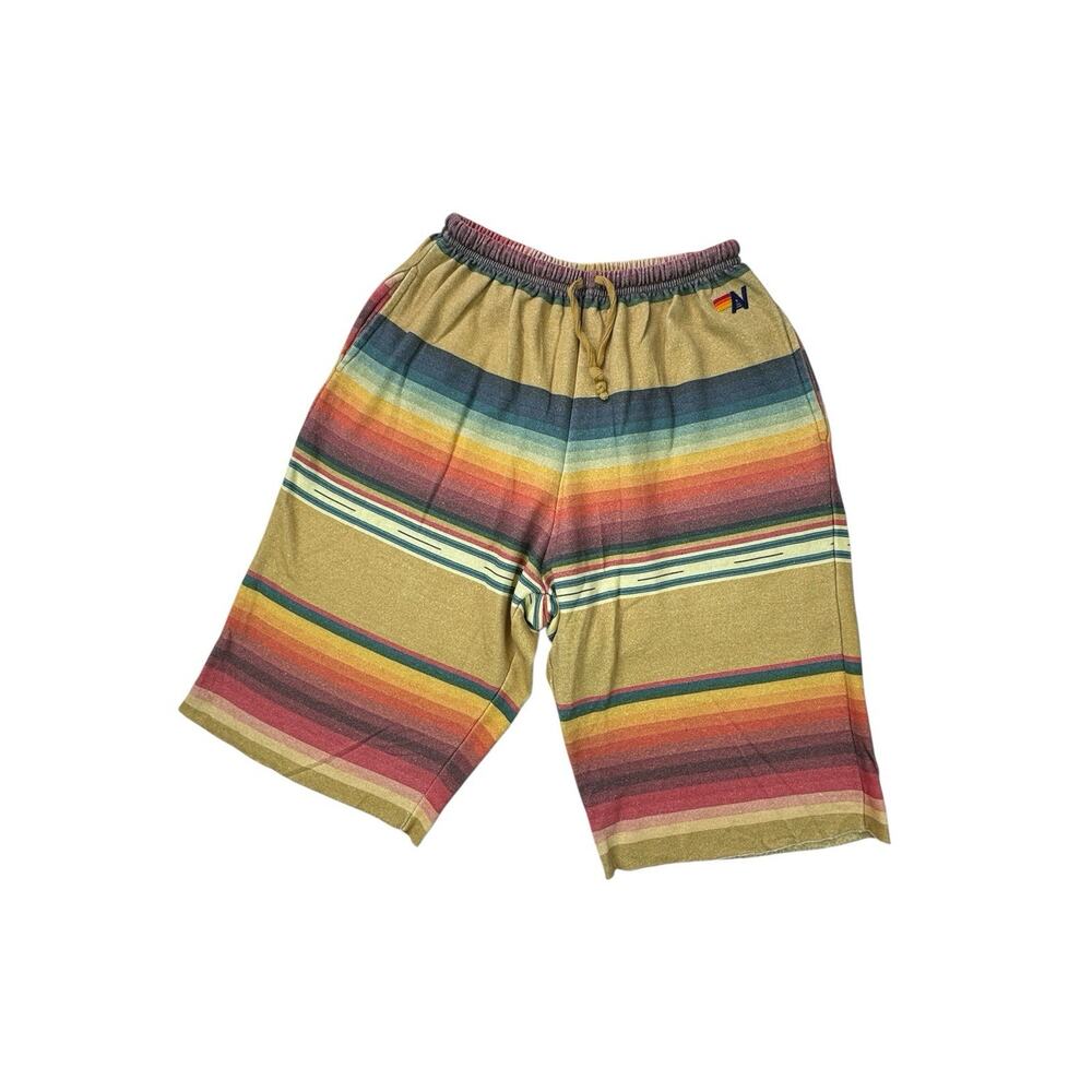 Aviator Nation Tulum Tan Serape Striped Mens Shorts Size L